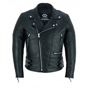Black Classic Diamond Armoured Motorcycle Biker Leather Jackets Double Lining