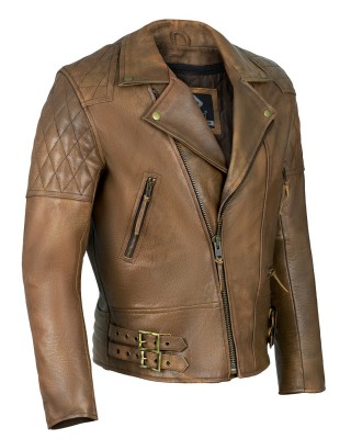 Vintage Tan Brown Classic Diamond Armoured Motorcycle Biker Leather Jackets
