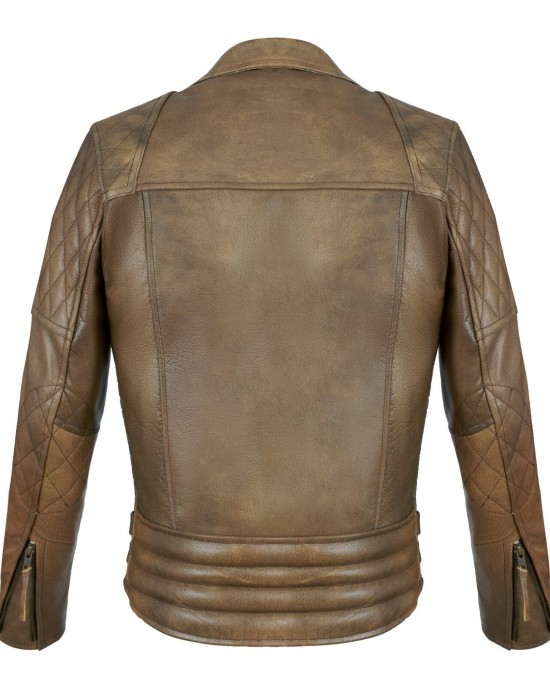 Vintage Tan Brown Classic Diamond Armoured Motorcycle Biker Leather Jackets
