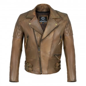Vintage Tan Brown Classic Diamond Armoured Motorcycle Biker Leather Jackets
