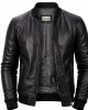 Men's Genuine Sheep Leather Jacket Black Slim Fit Biker Casual Cafe Racer Coat