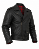 Handmade Mens Leather Jacket Vintage Style Black Biker Coat Plaid Lined