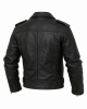 Handmade Mens Leather Jacket Vintage Style Black Biker Coat Plaid Lined
