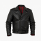 Handmade Mens Leather Jacket Vintage Style Black Biker Coat Plaid Lined