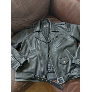 Mens Heavy Duty Biker Real Leather Motorcycle Jacket Used in Excellent Condition
