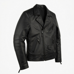 Men Genuine Lambskin Leather Motorcycle Slim Fit Black Biker Jacket