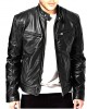 Cafe Racer Men's Motorcycle Leather Jacket Genuine Sheepskin Biker Black Jacket