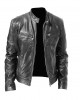Cafe Racer Men's Motorcycle Leather Jacket Genuine Sheepskin Biker Black Jacket