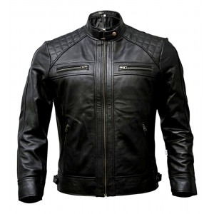 Café Racer Mens Lambskin Motorcycle Genuine Leather Jacket Black Brown Biker - BROWN