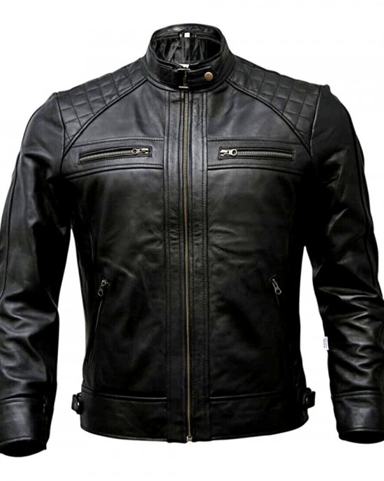 Café Racer Mens Lambskin Motorcycle Genuine Leather Jacket Black Brown Biker - BROWN