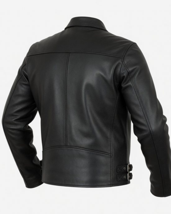 Men Black Leather Jacket Coat Motorcycle Biker Slim Fit Outwear Jackets