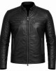 Men's Genuine Sheepskin Leather Motorcycle Jacket Vintage Cafe Racer Biker Black - BROWN