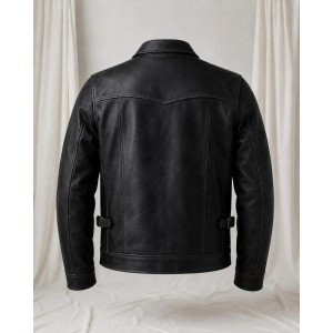 Men's Black Lambskin Leather Bomber Biker Jacket Classic Zip Front Casual Coat