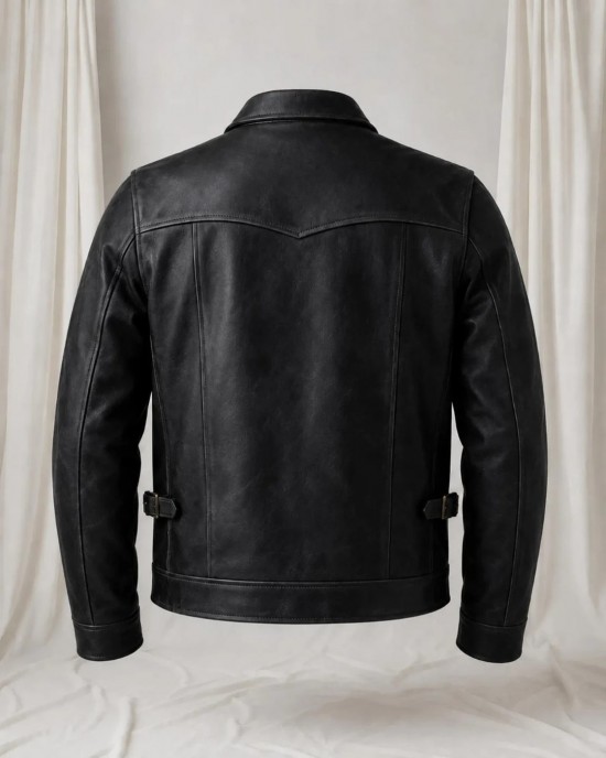 Men's Black Lambskin Leather Bomber Biker Jacket Classic Zip Front Casual Coat