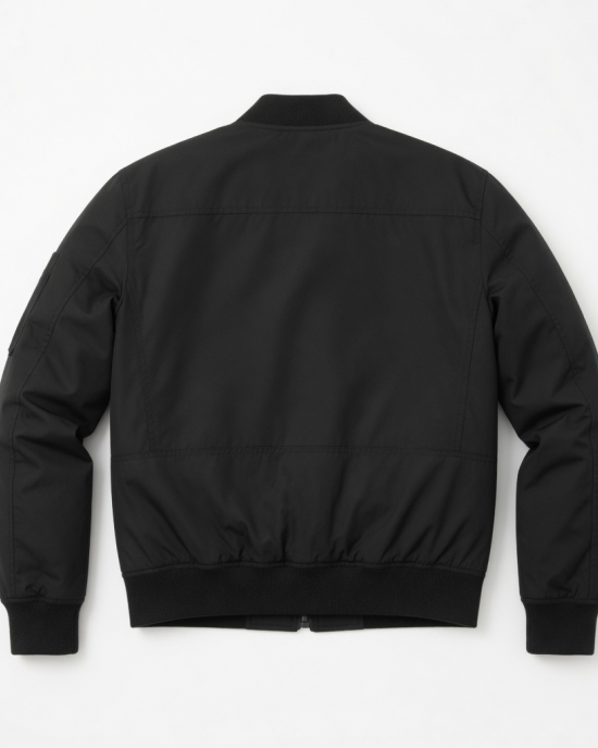 Mens Lightweight MA-1 Flight Jacket Bomber Warm Polyester Full Zip Coat New - Black