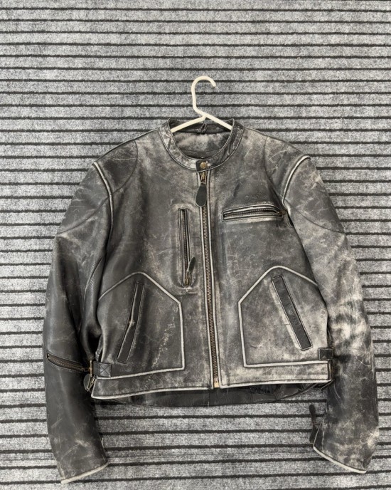 Vintage Men's Distressed Leather Easy Rider Lined Motorcycle Jacket Xl