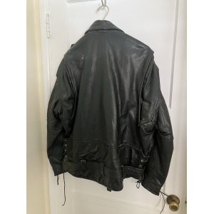 Black Leather Motorcycle Jacket {xl} 44 46