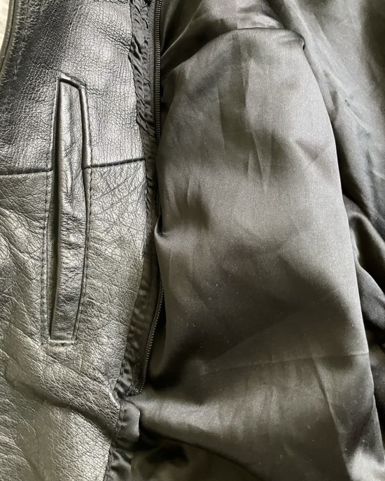 Black Leather Motorcycle Jacket {xl} 44 46
