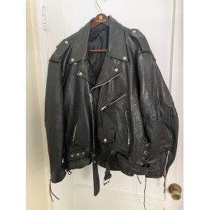 Black Leather Motorcycle Jacket {xl} 44 46