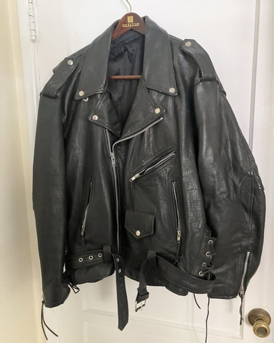 Black Leather Motorcycle Jacket {xl} 44 46