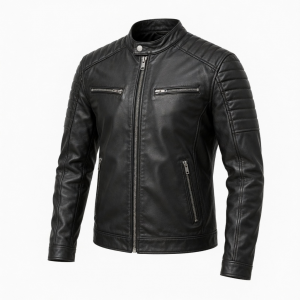 Genuine Leather Jacket Men's Black Slim Fit Motorcycle Biker Cafe Racer Coat