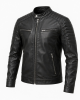 Genuine Leather Jacket Men's Black Slim Fit Motorcycle Biker Cafe Racer Coat