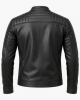 Genuine Leather Jacket Men's Black Slim Fit Motorcycle Biker Cafe Racer Coat