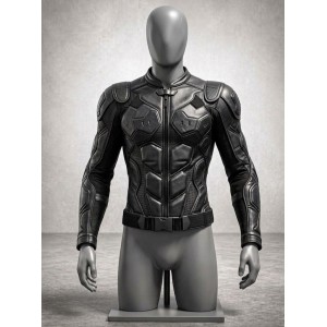 Men's Black Tactical Armor Style Leather Jacket Motorcycle Biker Slim Fit Coat