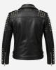 Men's Black Studded Leather Biker Jacket Punk Motorcycle Rock Gothic Coat