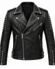 Men's Black Studded Leather Biker Jacket Punk Motorcycle Rock Gothic Coat
