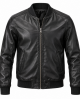Men's Genuine Leather Jacket Zip-Up Classic Bomber Casual Biker Coat Outerwear - Black