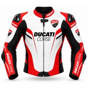 Men's Racing Biker Motorcycle Jacket Red White Black Biker Style