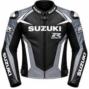 Men's Motorcycle Jacket Racing Biker Motorcycle Black Grey White