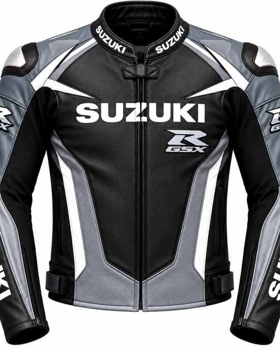 Men's Motorcycle Jacket Racing Biker Motorcycle Black Grey White