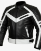 Black and White Leather Motorcycle Racing Jacket Ce Approved Genuine Riding Gear