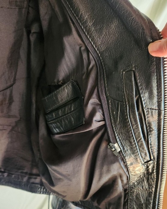 Vintage Black Leather Motorcycle Jacket
