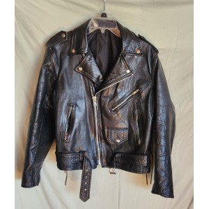 Vintage Black Leather Motorcycle Jacket