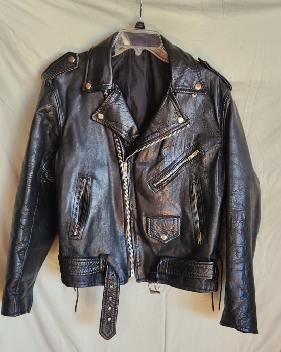 Vintage Black Leather Motorcycle Jacket
