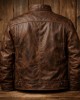 Vintage Brown Buffalo Hide Leather Jacket Men Distressed Crackled Flight Style