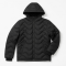 Mens Black Wave Quilt Puffer Jacket Hooded Coat Parka Zip Pockets Guys Gents