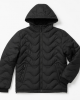 Mens Black Wave Quilt Puffer Jacket Hooded Coat Parka Zip Pockets Guys Gents