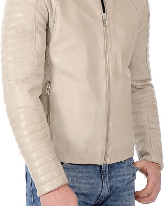 Men's Genuine Lambskin Leather Jacket Slim Fit Biker Motorcycle Jacket