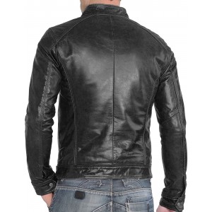 Mens Leather Jacket Slim Fit Biker Motorcycle Genuine Lambskin Jacket