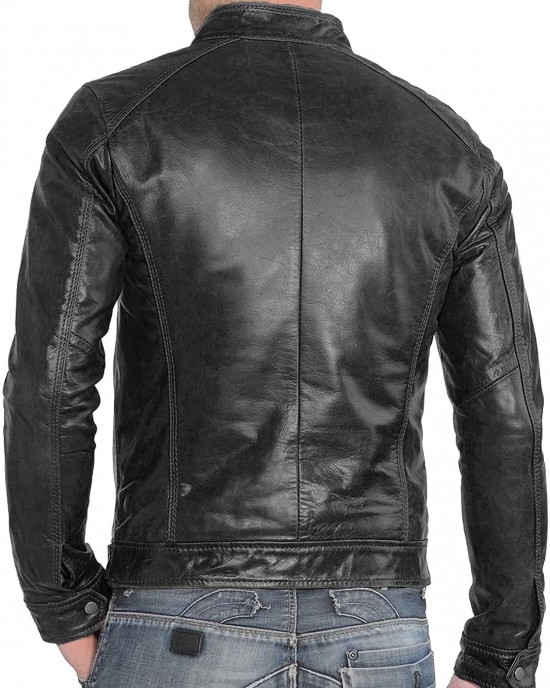 Mens Leather Jacket Slim Fit Biker Motorcycle Genuine Lambskin Jacket
