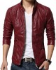Men's Genuine Lambskin Leather Slim Fit Biker Motorcycle Jacket Red