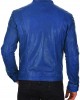 Men's Genuine Lambskin Leather Jacket Slim Fit Motorcycle Jacket Blue