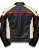 Handmade Real Cowhide Leather Jacket – Black Cream Biker Motorcycle - Vintage