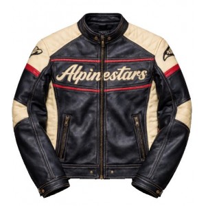 Handmade Real Cowhide Leather Jacket – Black Cream Biker Motorcycle - Vintage