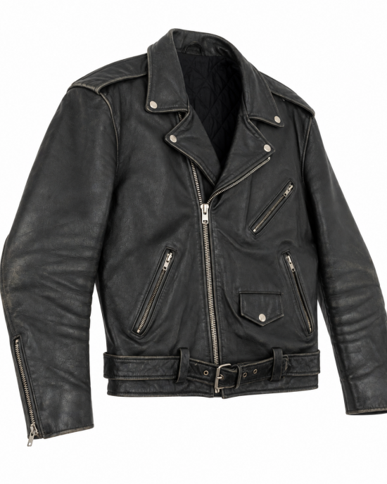 Leather Biker Jacket Vintage Unisex Real Leather Motorcycle Jacket Biker Coat