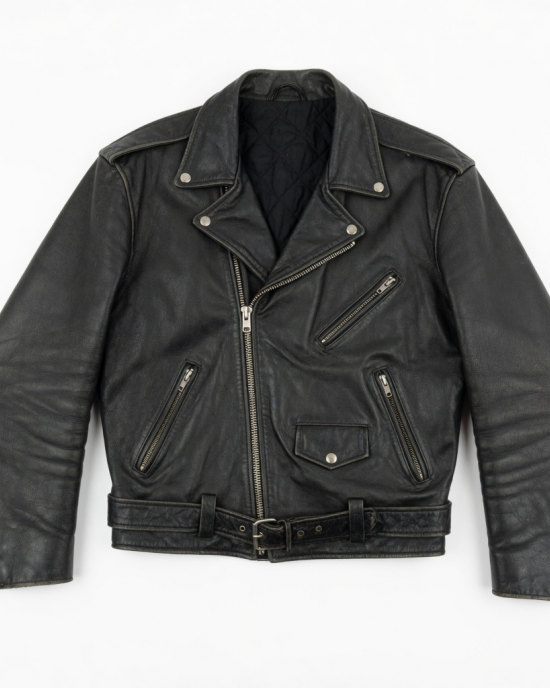 Leather Biker Jacket Vintage Unisex Real Leather Motorcycle Jacket Biker Coat